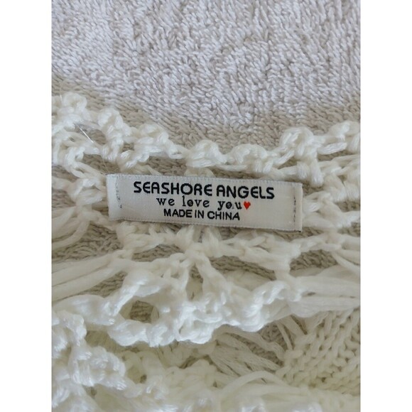 Crochet Fringe V Neck M short Sleeve Peasant Top Floral Tassels Lace Bohemian - Picture 14 of 14